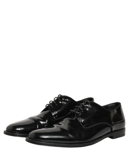 Dolce & Gabbana Black Leather Men Derby Dress Formal Shoes
