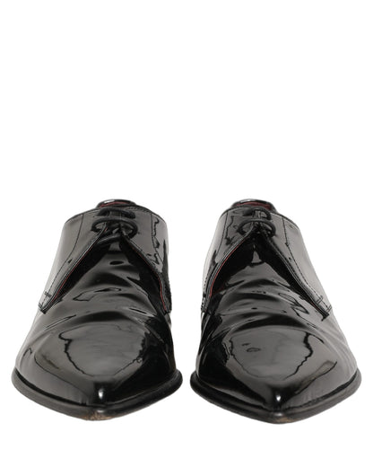 Dolce & Gabbana Black Leather Men Derby Dress Formal Shoes