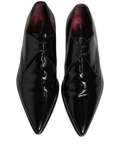 Dolce & Gabbana Black Leather Men Derby Dress Formal Shoes