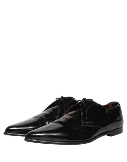 Dolce & Gabbana Black Leather Men Derby Dress Formal Shoes