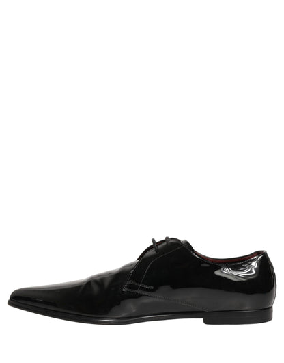Dolce & Gabbana Black Leather Men Derby Dress Formal Shoes
