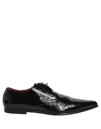 Dolce & Gabbana Black Leather Men Derby Dress Formal Shoes