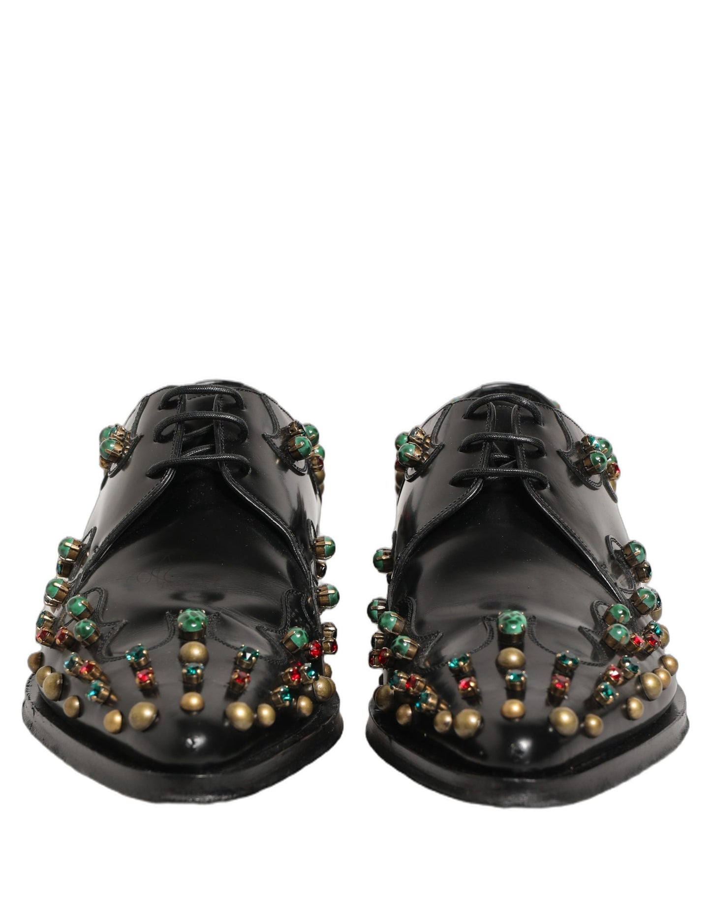 Dolce & Gabbana Black Leather Derby Dress Studded Formal Shoes