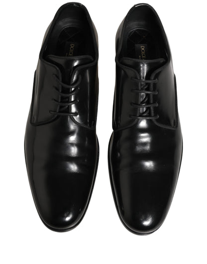 Dolce & Gabbana Black Leather Men Derby Dress Formal Shoes