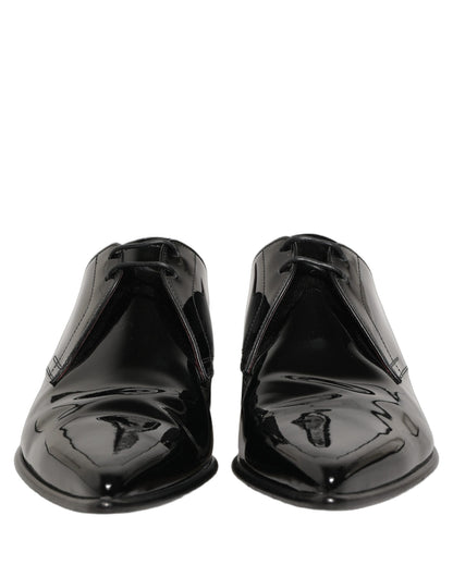 Dolce & Gabbana Black Leather Men Derby Dress Formal Shoes