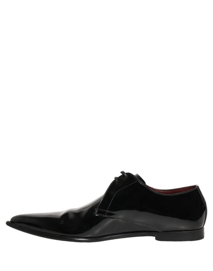 Dolce & Gabbana Black Leather Men Derby Dress Formal Shoes