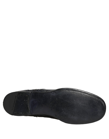 Dolce & Gabbana Blue Leather Derby Wingtip Formal Shoes
