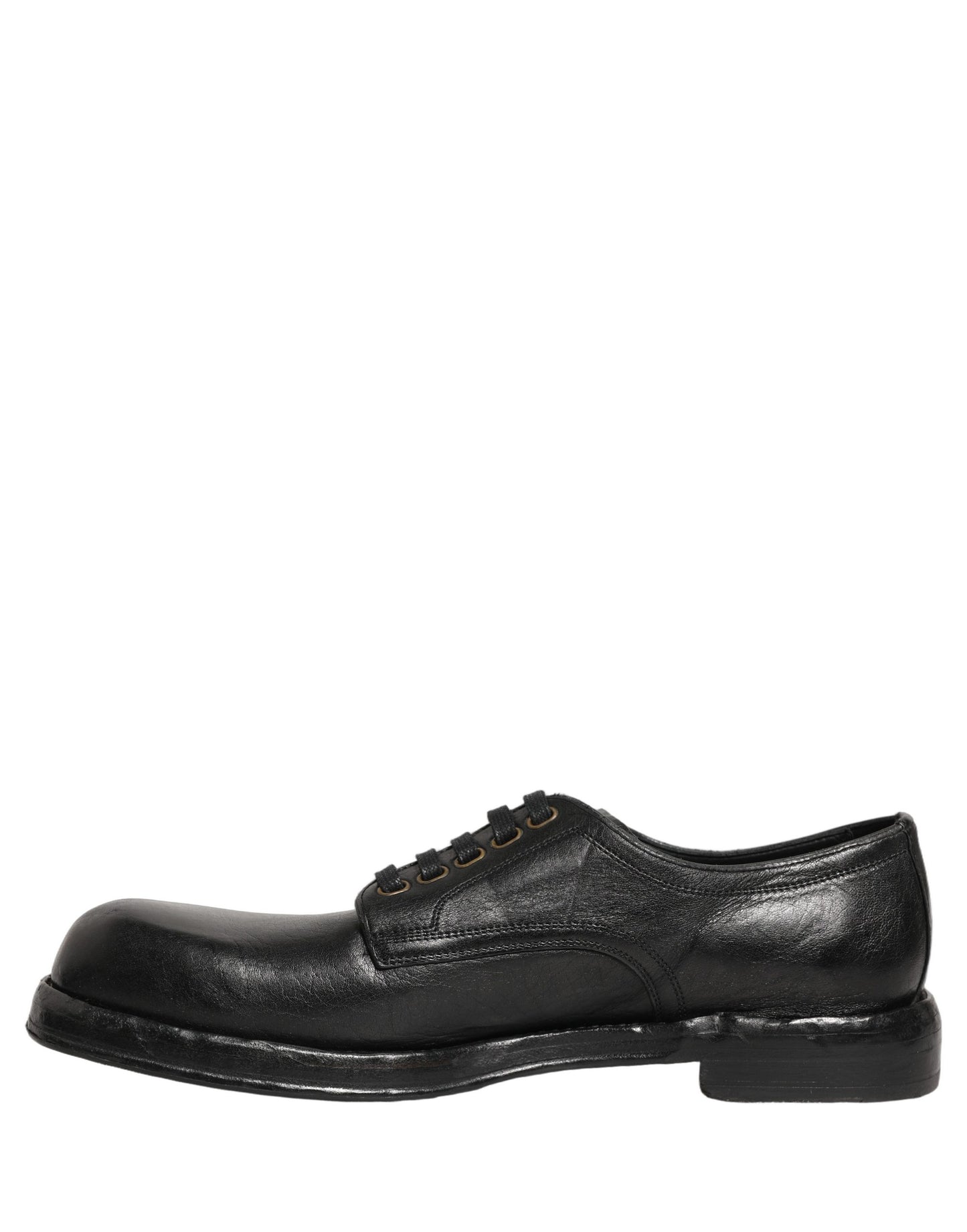 Dolce & Gabbana Black Leather Perugino Lace-Up Derby Shoes