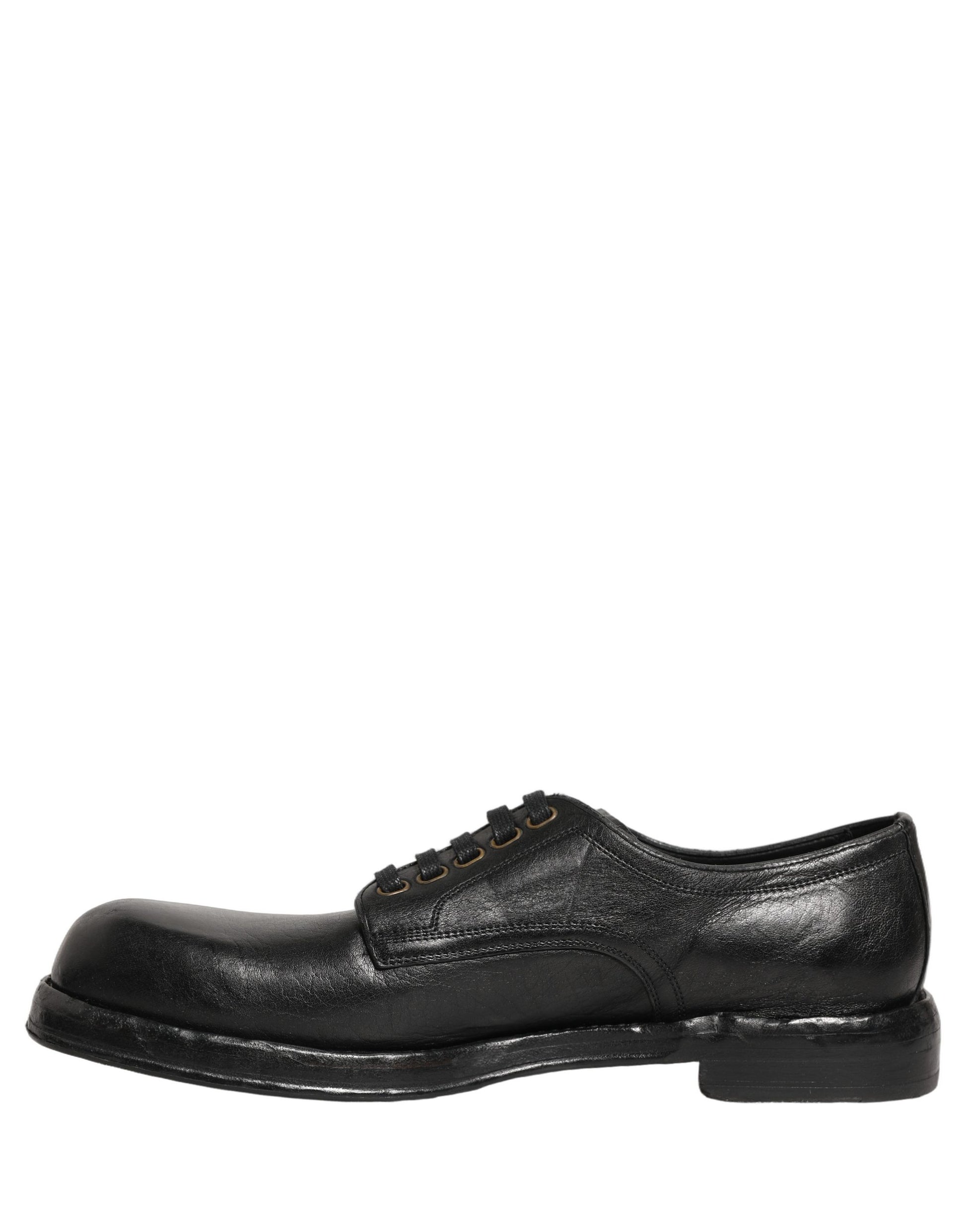 Dolce & Gabbana Black Leather Perugino Lace-Up Derby Shoes