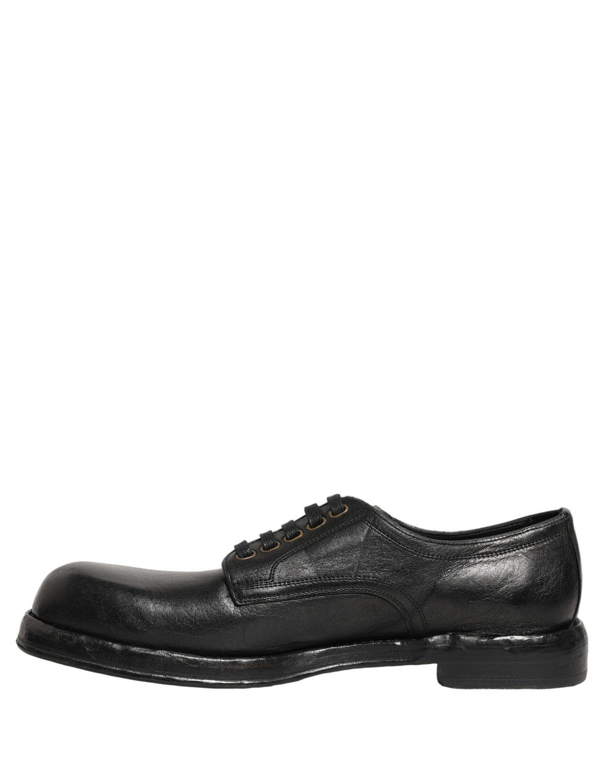 Dolce & Gabbana Black Leather Perugino Lace-Up Derby Shoes