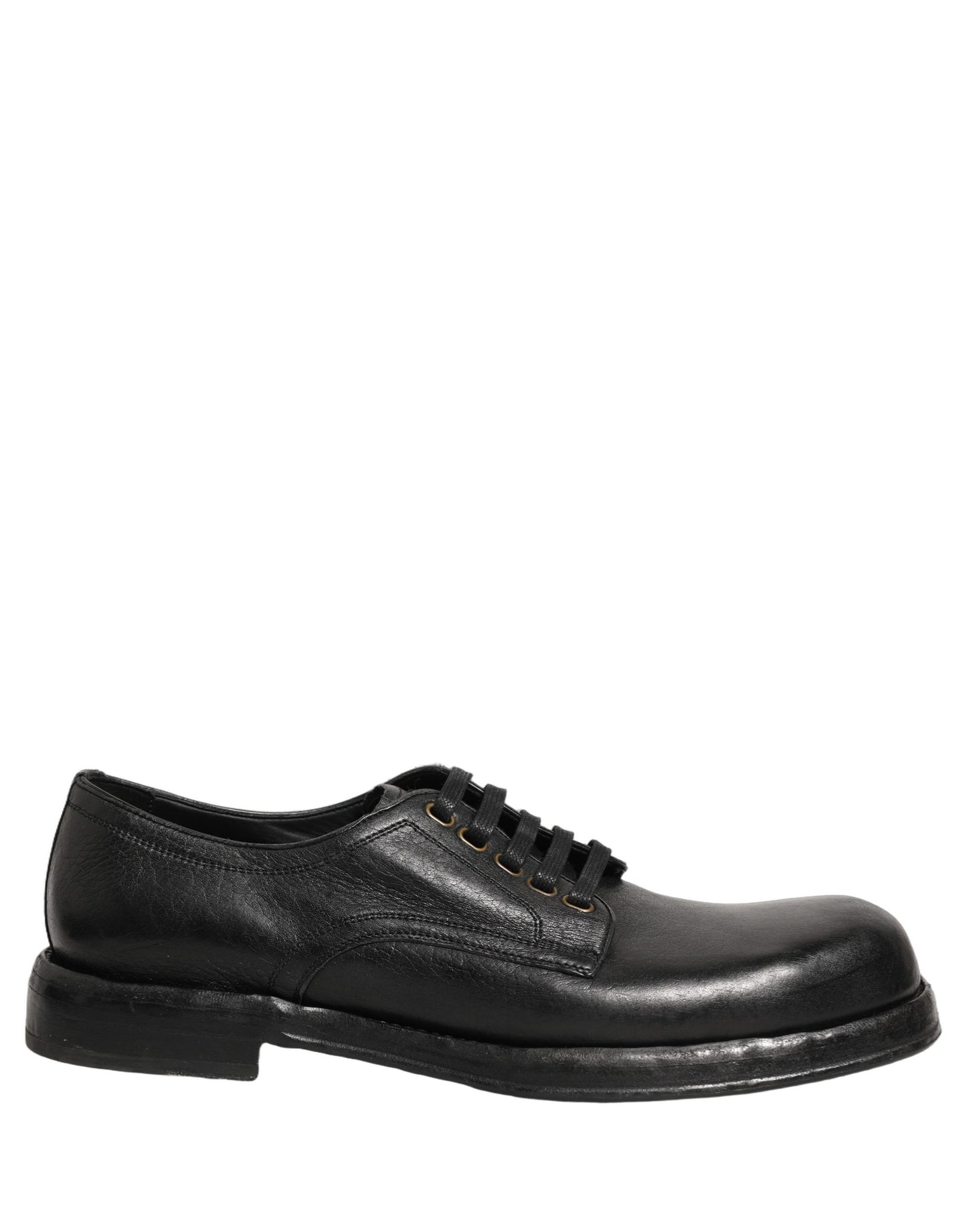 Dolce & Gabbana Black Leather Perugino Lace-Up Derby Shoes