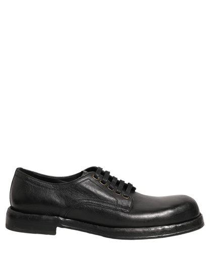 Dolce & Gabbana Black Leather Perugino Lace-Up Derby Shoes