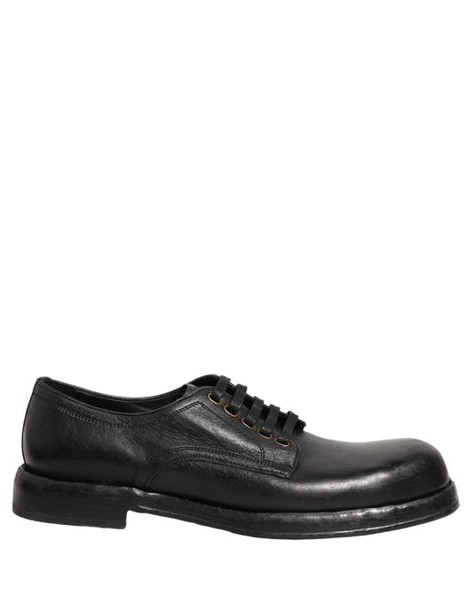 Dolce & Gabbana Black Leather Perugino Lace-Up Derby Shoes