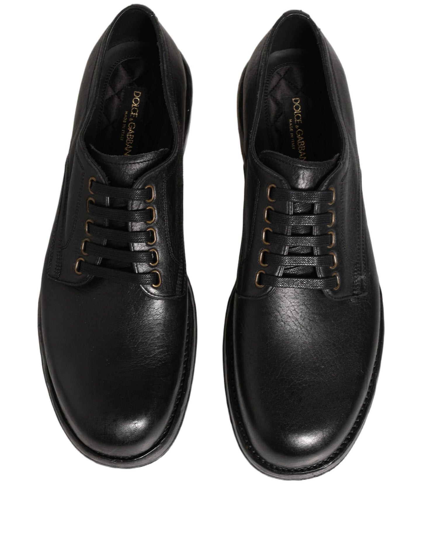 Dolce & Gabbana Black Leather Perugino Lace-Up Derby Shoes