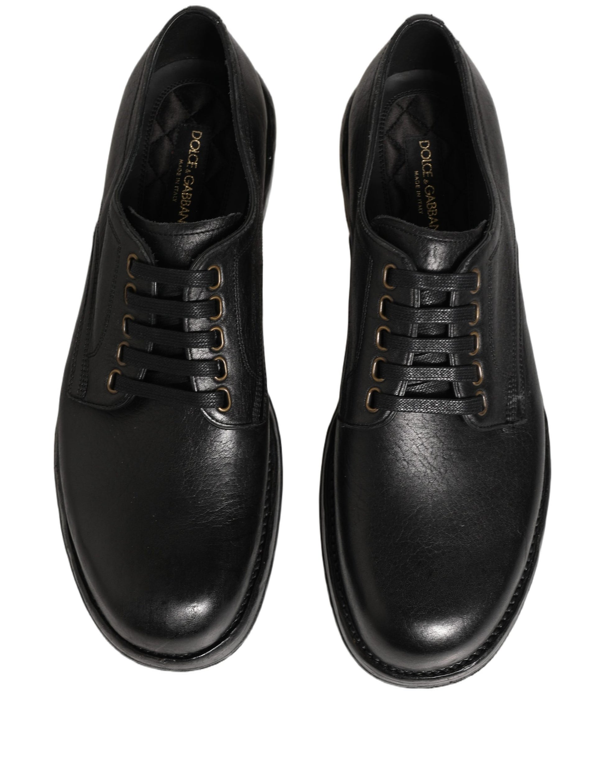 Dolce & Gabbana Black Leather Perugino Lace-Up Derby Shoes