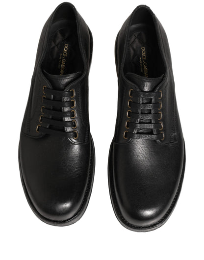 Dolce & Gabbana Black Leather Perugino Lace-Up Derby Shoes