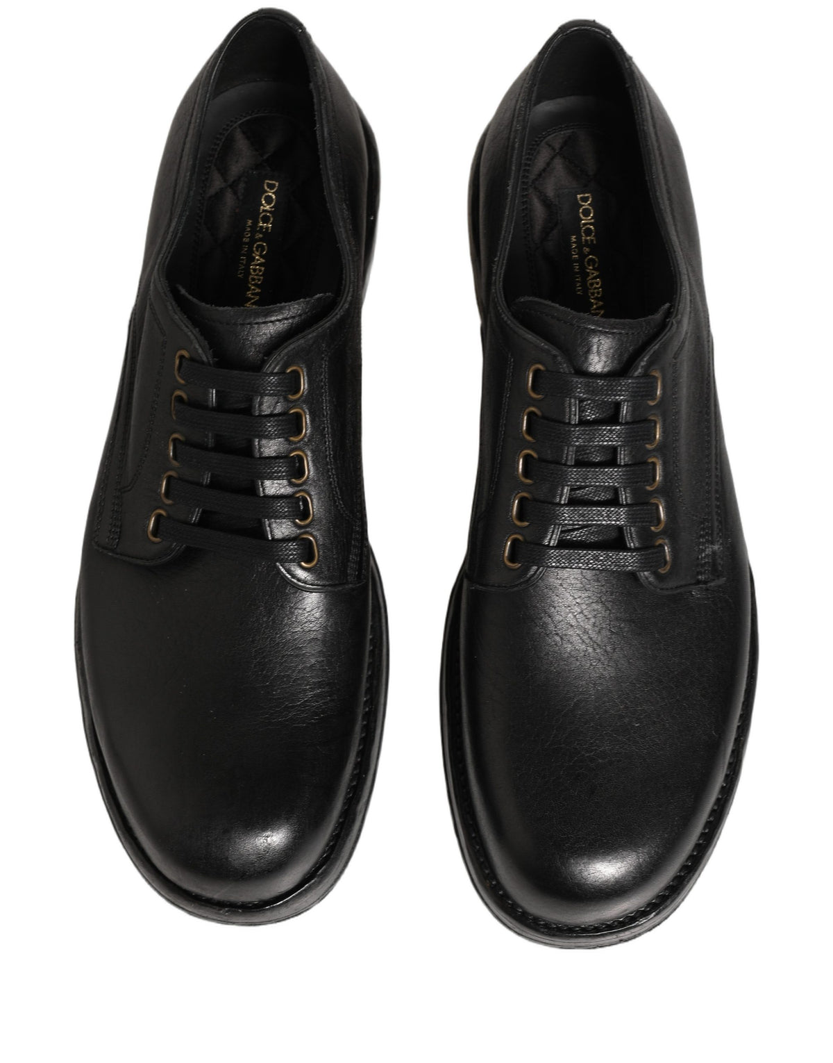 Dolce & Gabbana Black Leather Perugino Lace-Up Derby Shoes