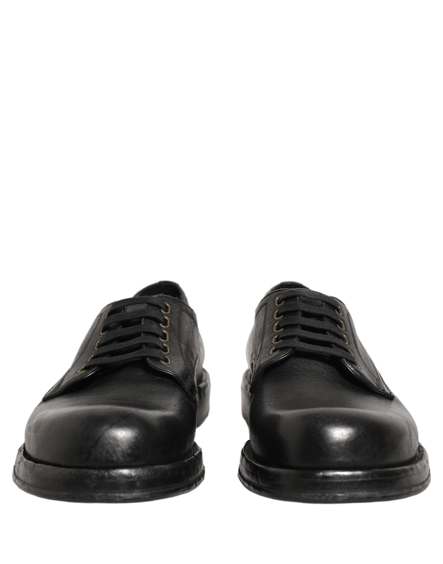 Dolce & Gabbana Black Leather Perugino Lace-Up Derby Shoes