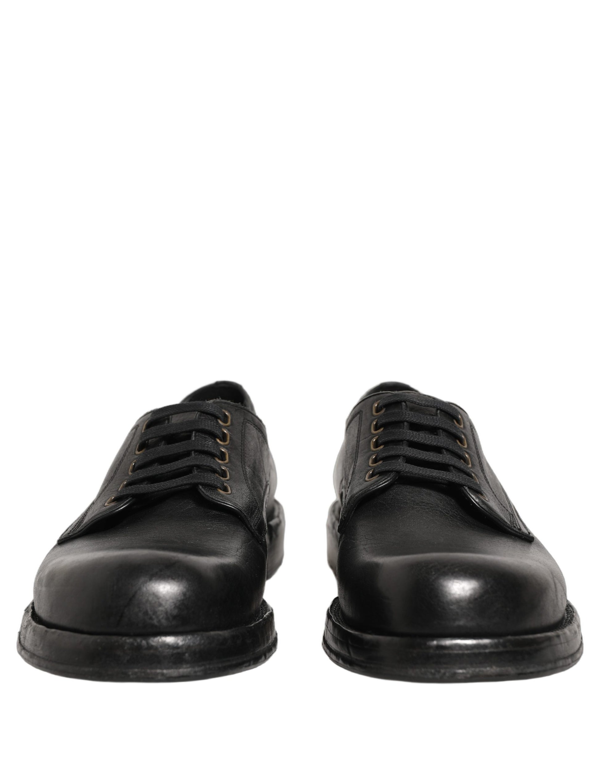 Dolce & Gabbana Black Leather Perugino Lace-Up Derby Shoes