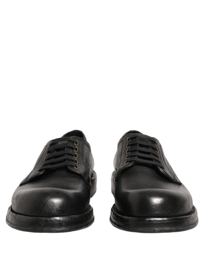Dolce & Gabbana Black Leather Perugino Lace-Up Derby Shoes