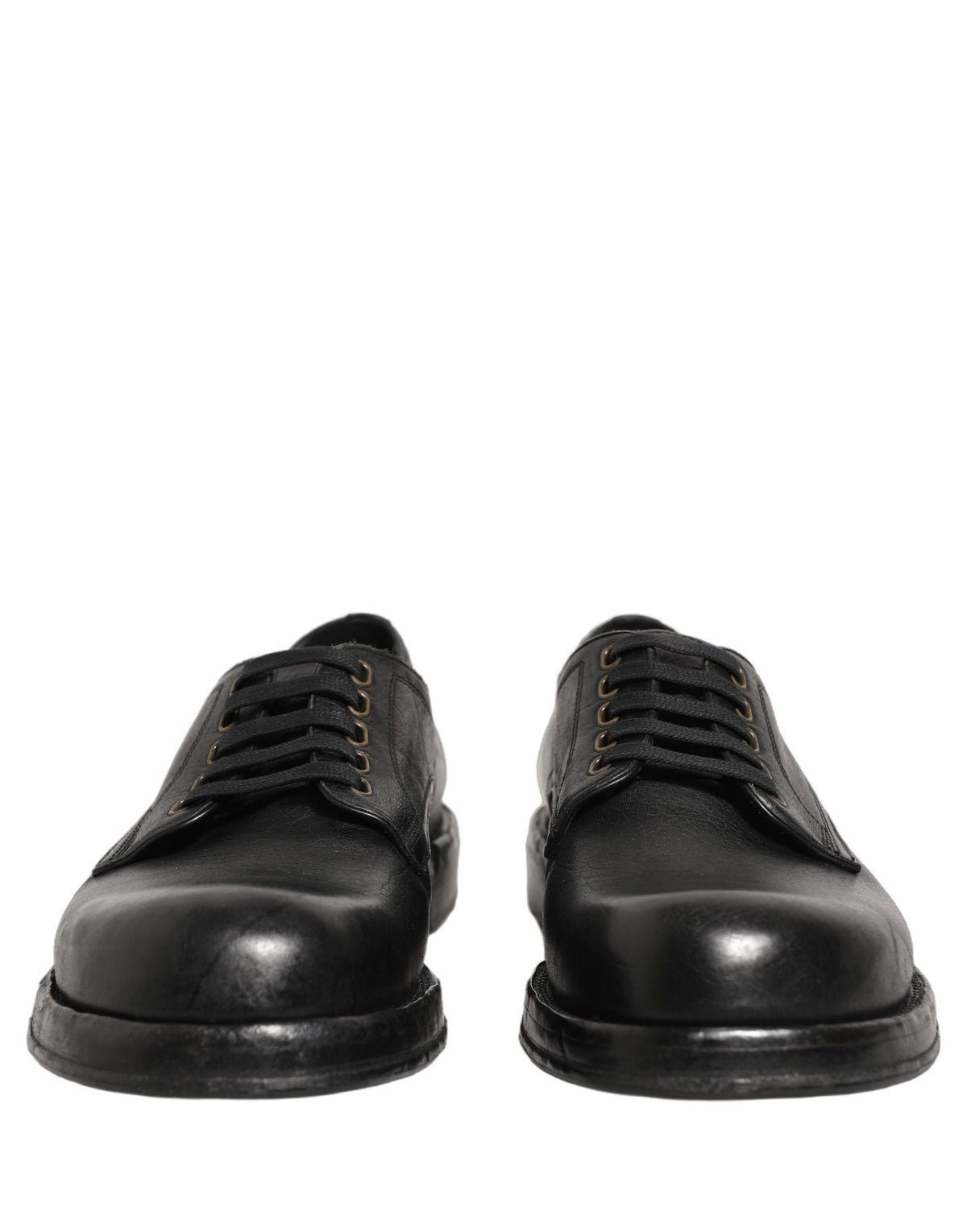 Dolce & Gabbana Black Leather Perugino Lace-Up Derby Shoes