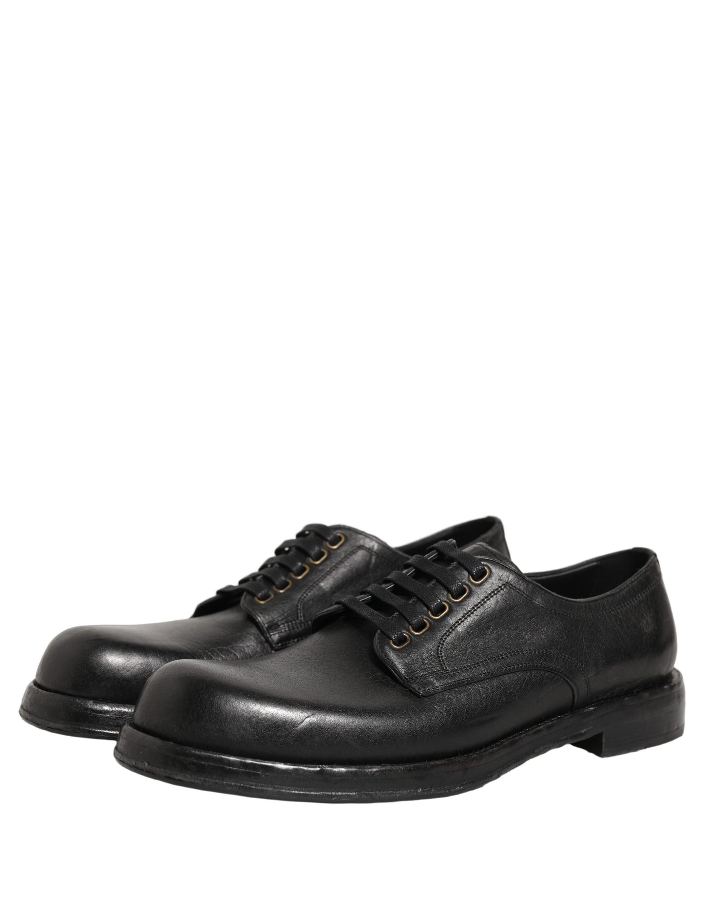 Dolce & Gabbana Black Leather Perugino Lace-Up Derby Shoes