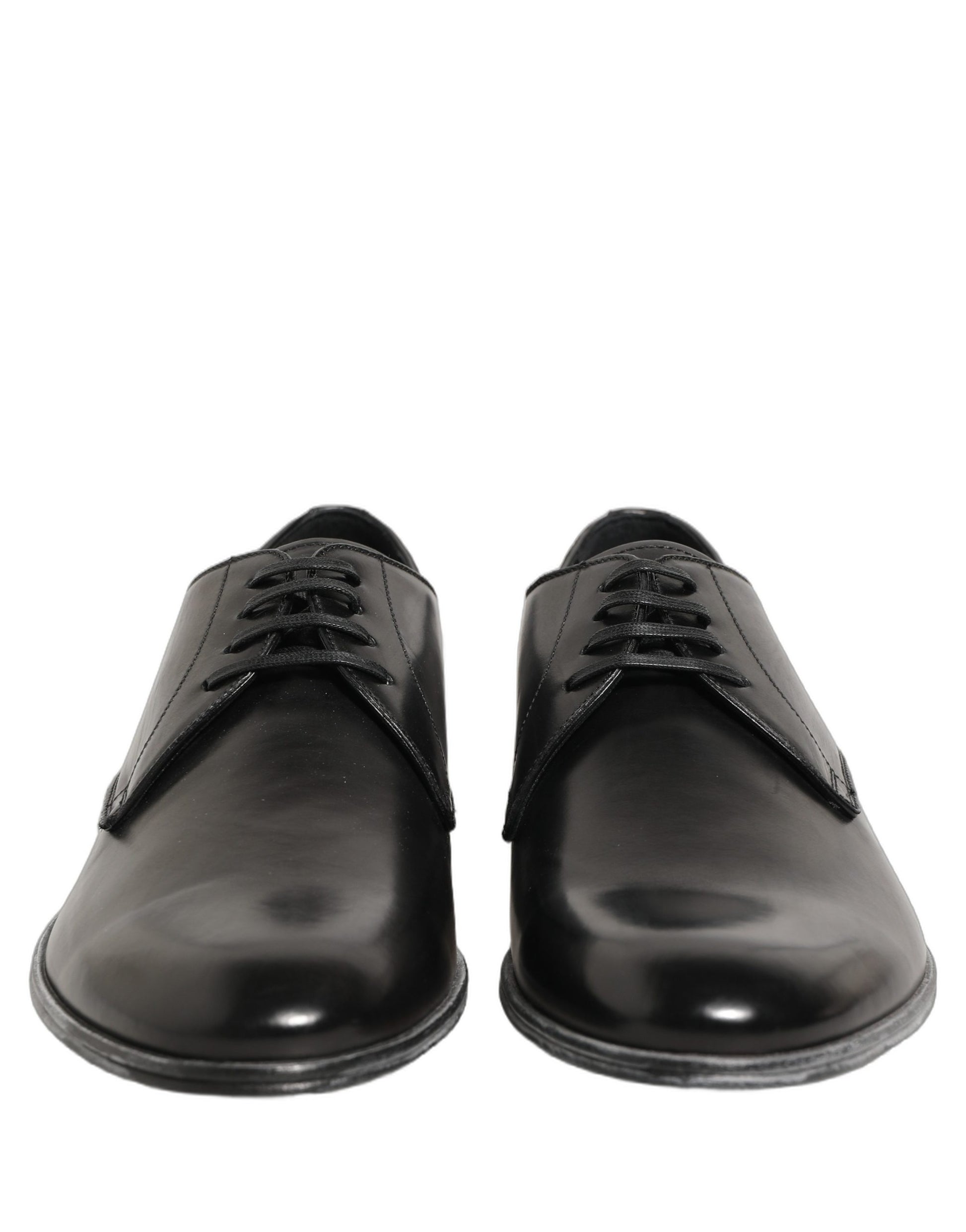Dolce & Gabbana Black Leather Lace Up Derby Men Shoes
