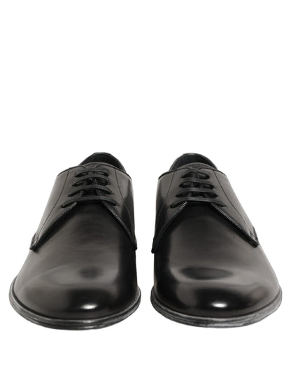 Dolce & Gabbana Black Leather Lace Up Derby Men Shoes