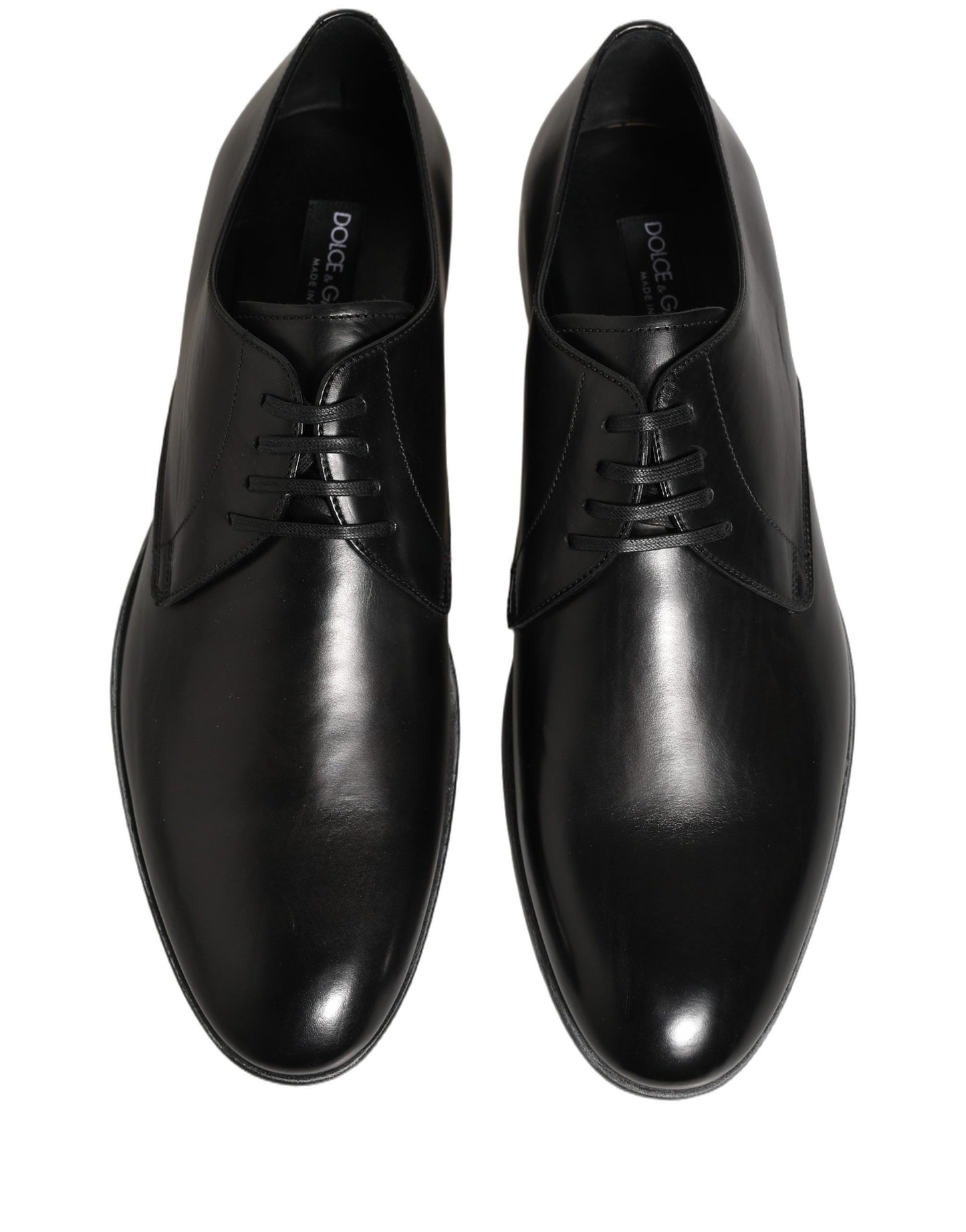 Dolce & Gabbana Black Leather Lace Up Derby Men Shoes