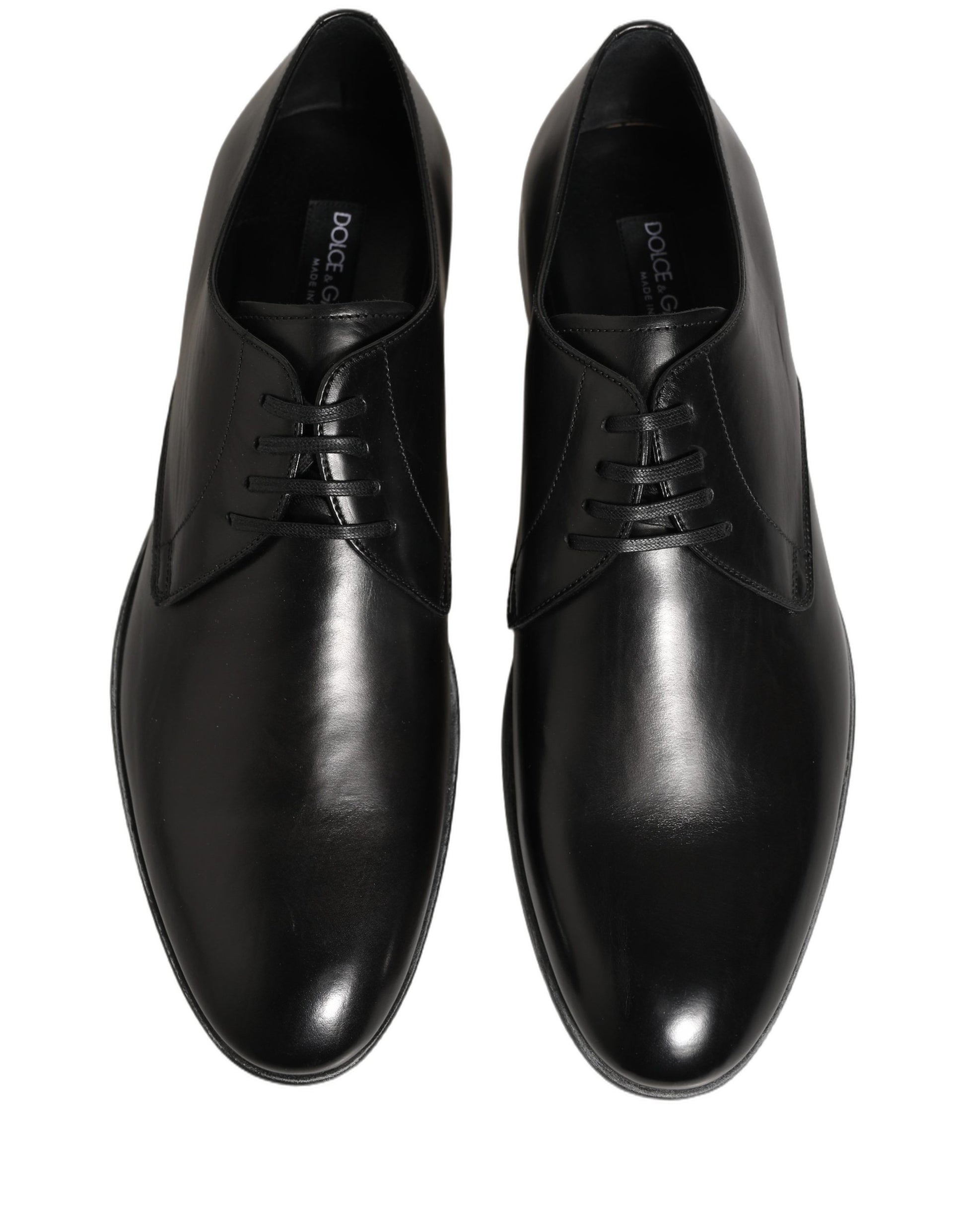 Dolce & Gabbana Black Leather Lace Up Derby Men Shoes