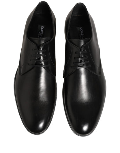 Dolce & Gabbana Black Leather Lace Up Derby Men Shoes