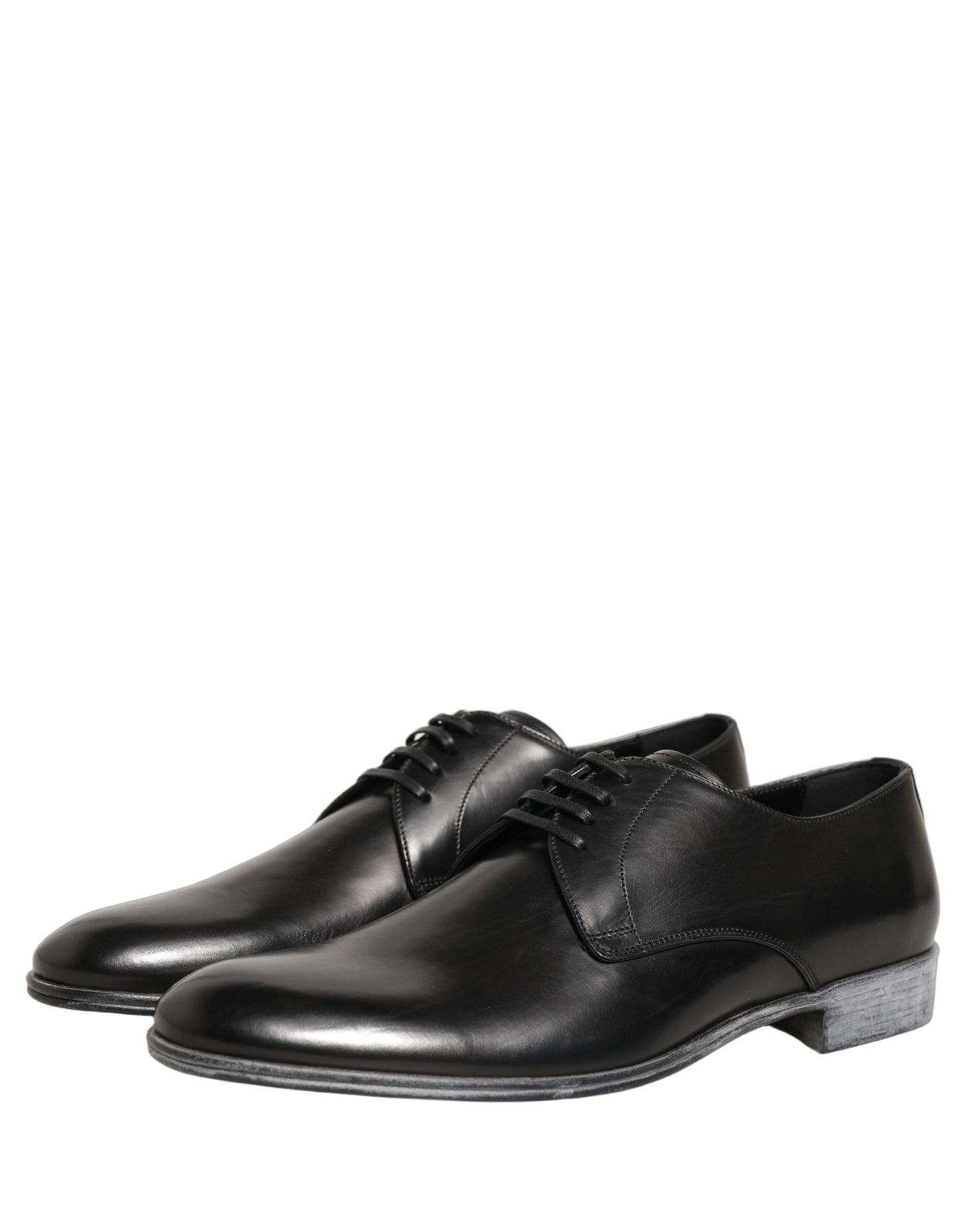 Dolce & Gabbana Black Leather Lace Up Derby Men Shoes