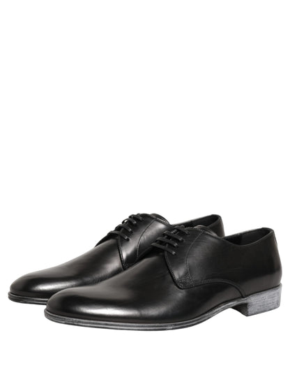 Dolce & Gabbana Black Leather Lace Up Derby Men Shoes