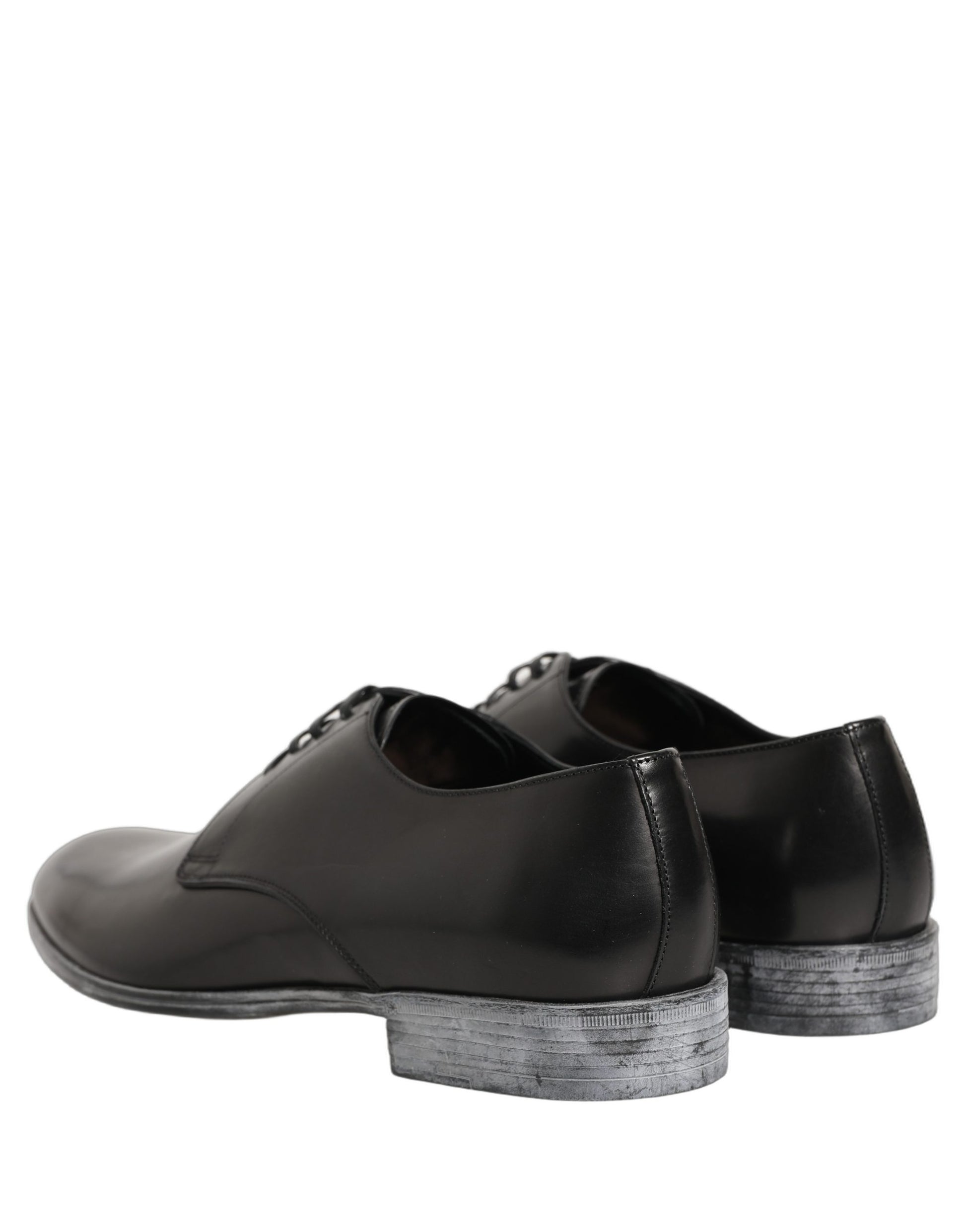 Dolce & Gabbana Black Leather Lace Up Derby Men Shoes