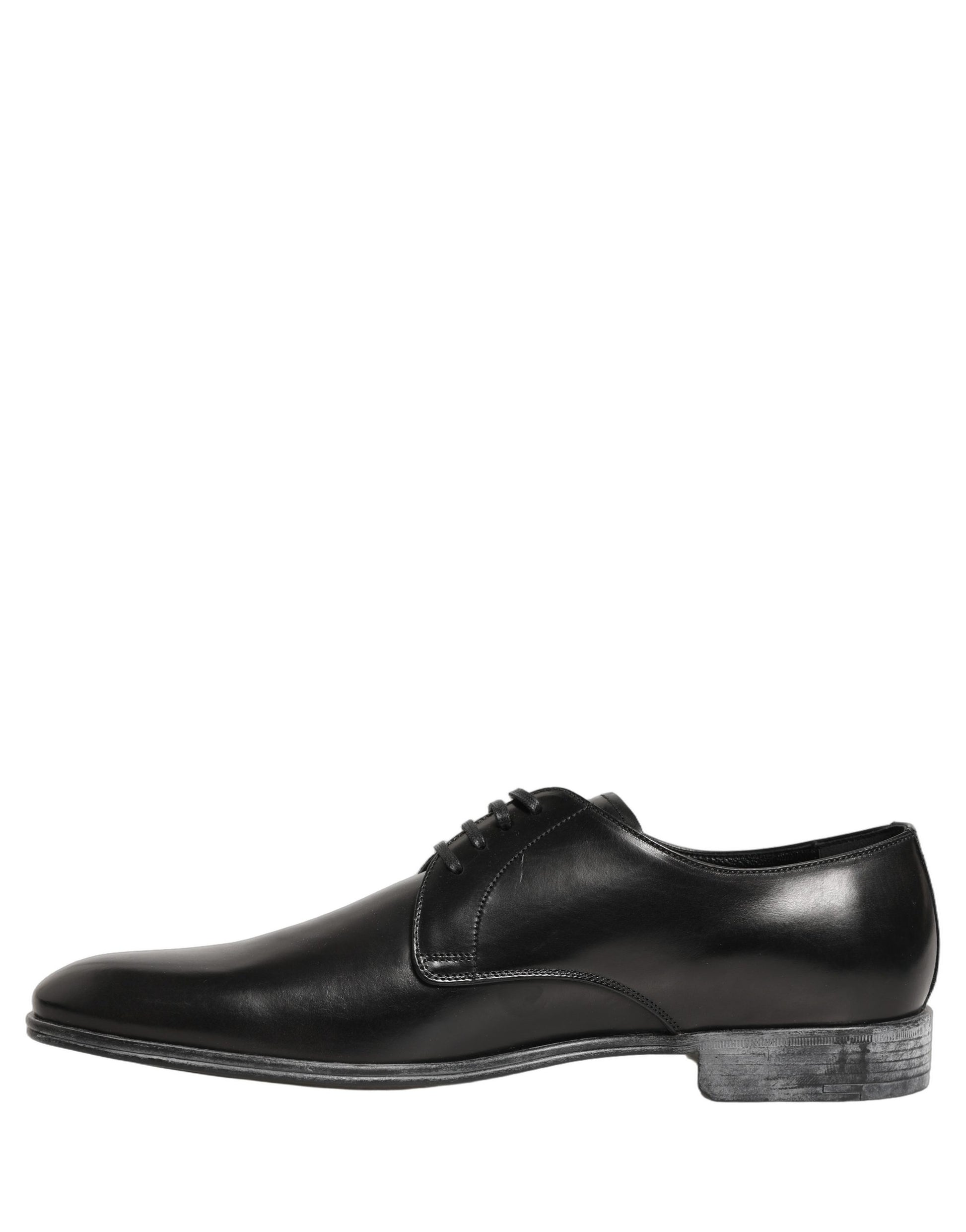 Dolce & Gabbana Black Leather Lace Up Derby Men Shoes