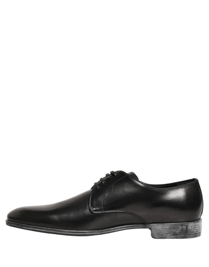 Dolce & Gabbana Black Leather Lace Up Derby Men Shoes