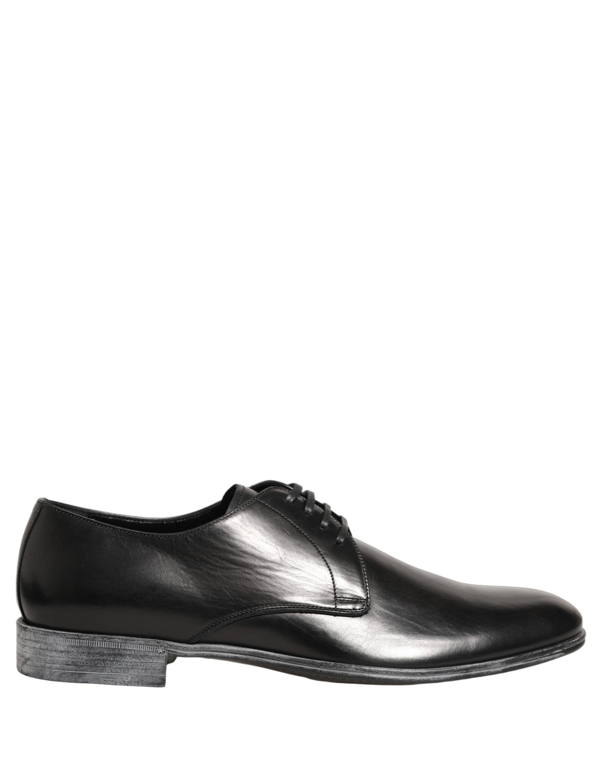 Dolce & Gabbana Black Leather Lace Up Derby Men Shoes