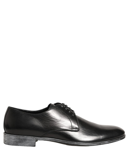 Dolce & Gabbana Black Leather Lace Up Derby Men Shoes