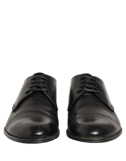 Dolce & Gabbana Black Leather Lace Up Derby Shoes
