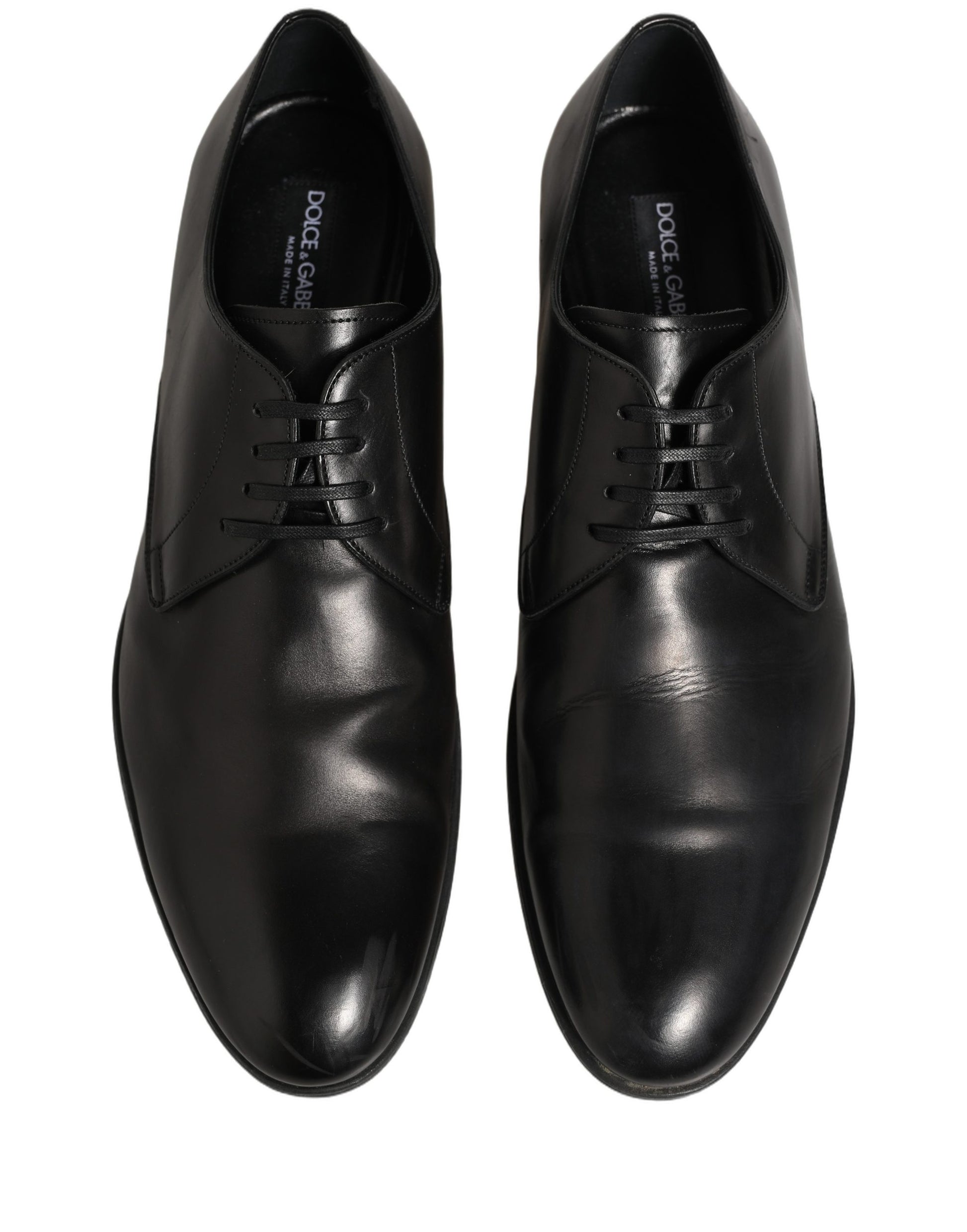 Dolce & Gabbana Black Leather Lace Up Derby Shoes