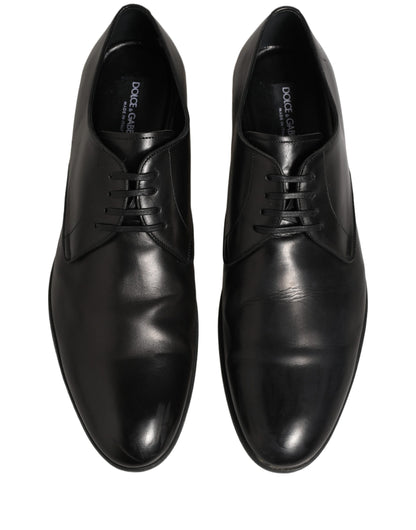 Dolce & Gabbana Black Leather Lace Up Derby Shoes
