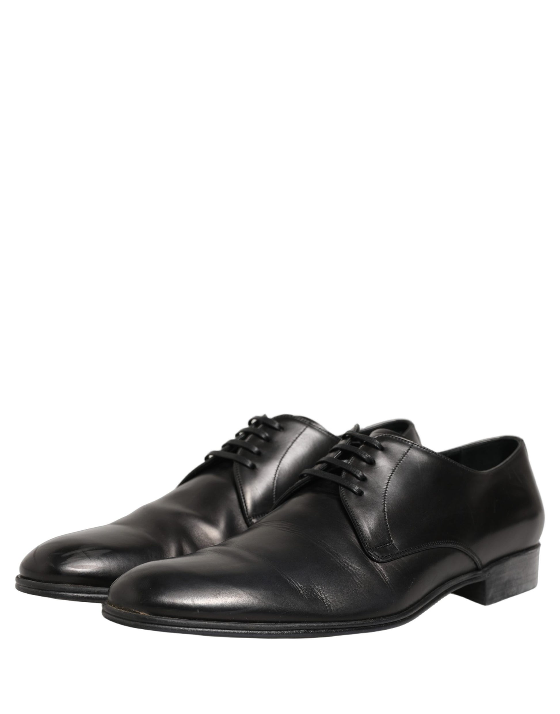Dolce & Gabbana Black Leather Lace Up Derby Shoes