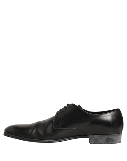 Dolce & Gabbana Black Leather Lace Up Derby Shoes