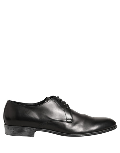 Dolce & Gabbana Black Leather Lace Up Derby Shoes