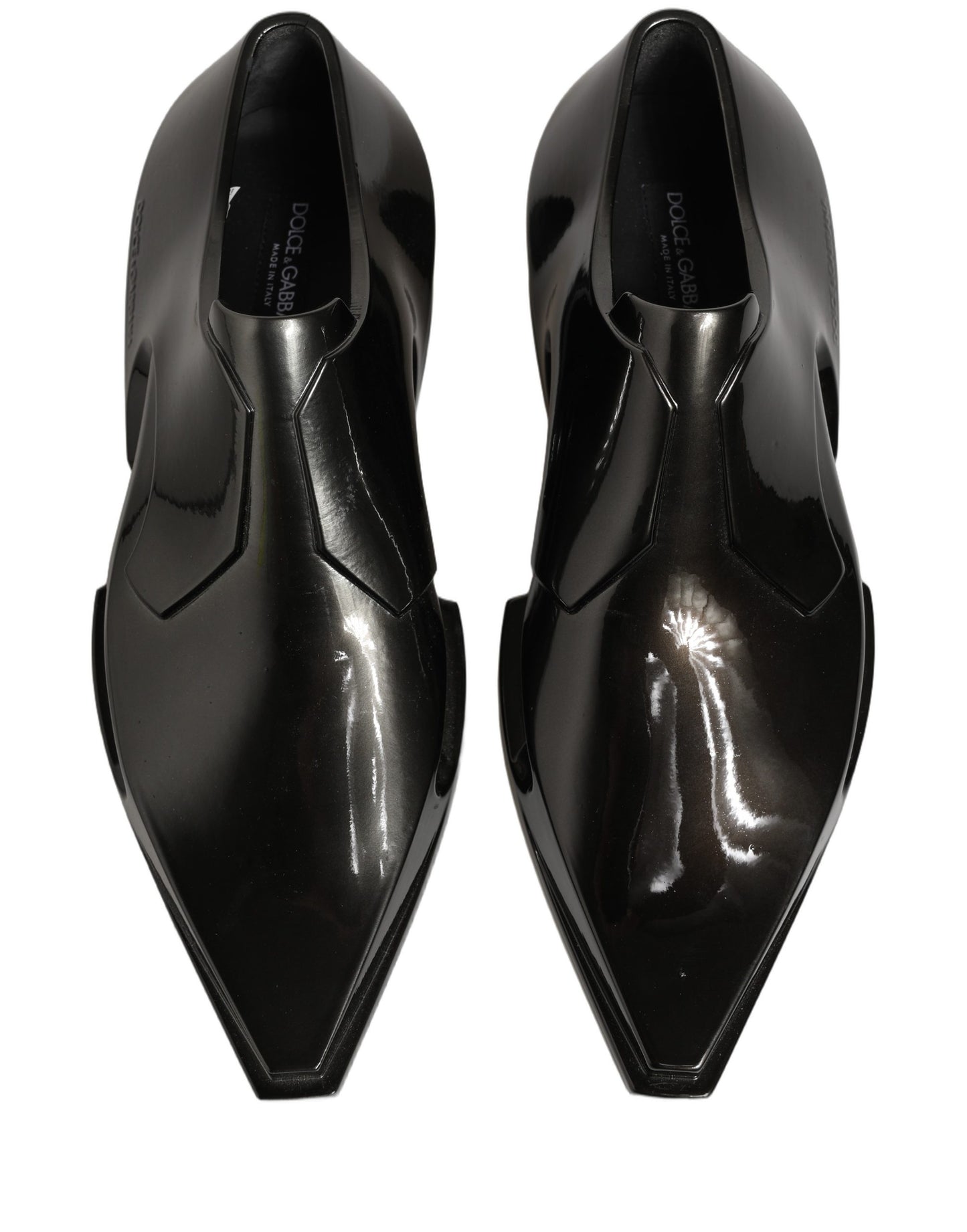 Dolce & Gabbana Shiny Black Slip On Plastic Dress Shoes