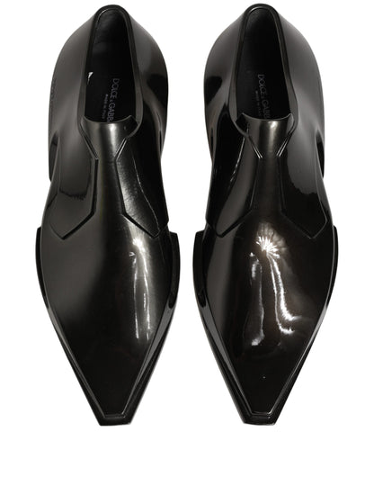 Dolce & Gabbana Shiny Black Slip On Plastic Dress Shoes