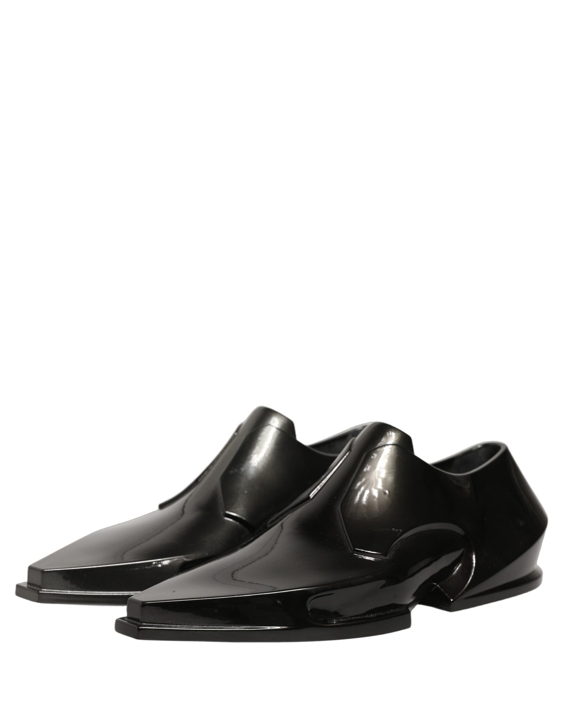 Dolce & Gabbana Shiny Black Slip On Plastic Dress Shoes