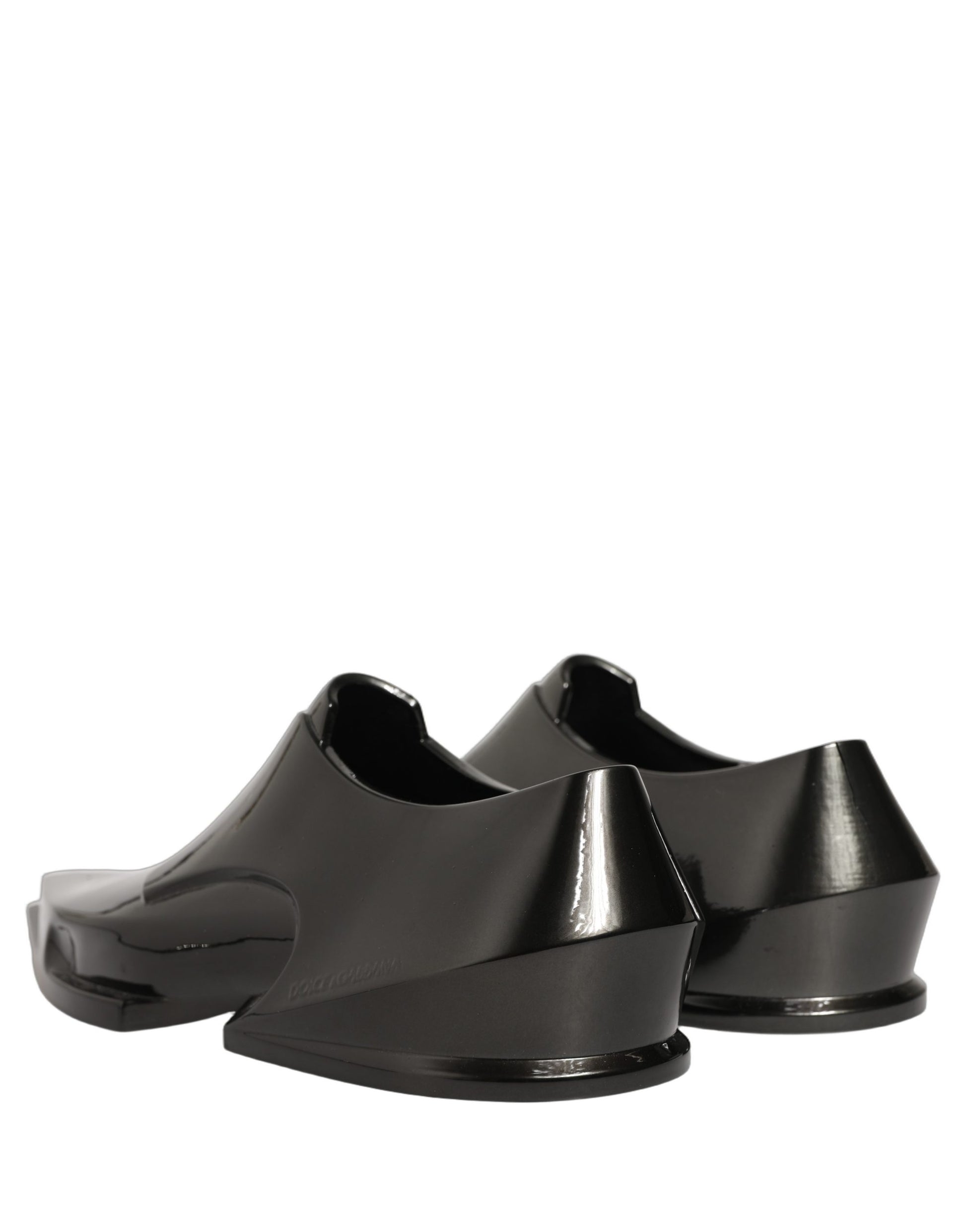 Dolce & Gabbana Shiny Black Slip On Plastic Dress Shoes