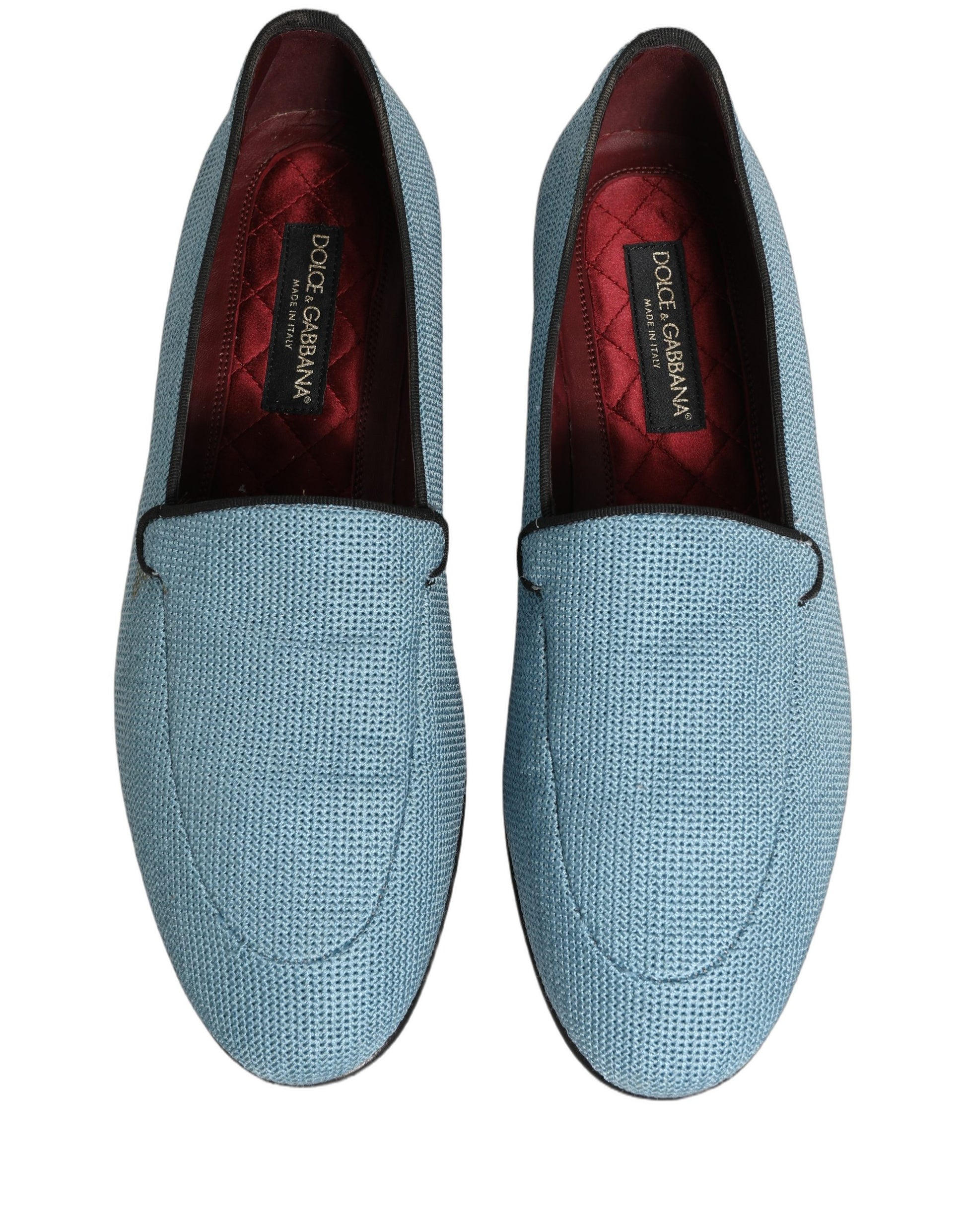 Dolce & Gabbana Blue Woven Men Slip On Dress Loafers Shoes