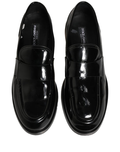 Dolce & Gabbana Black Leather Formal Men Dress Loafers Shoes